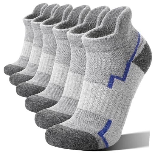 6 Pairs Merino Wool Ankle Hiking Running Socks Compression Large Light Grey