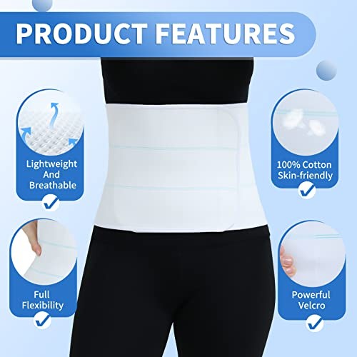 Abdominal Binder Post Surgery Tummy Tuck Belt For Women & M (30″-45″) White