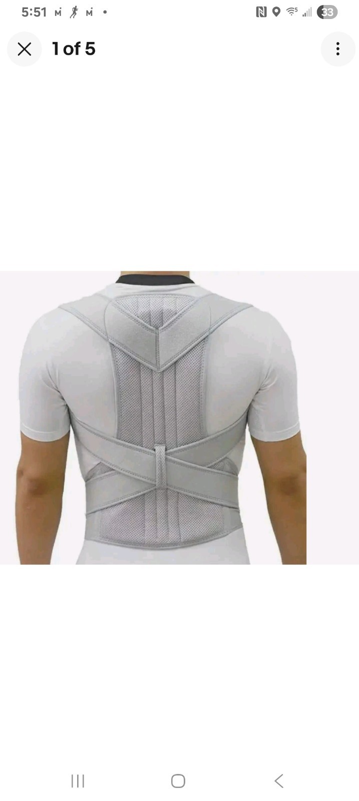MEN’S ADJUSTABLE POSTURE CORRECTOR LOW BACK SUPPORT SHOULDER BRACE BELT 3XL NWT