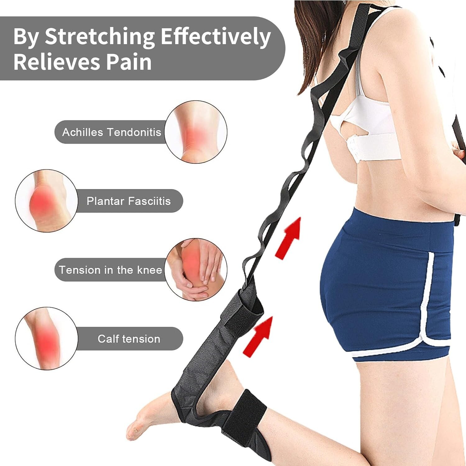 Yoga Stretch Strap Improves Strength and Relief to Heel Spurs, Calf, Thigh &Hip