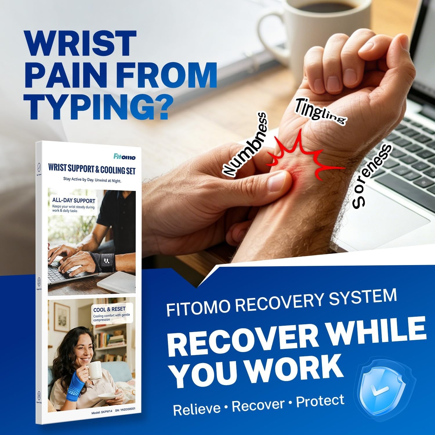 Wrist Brace & Ice Pack Wrap Set for Carpal Tunnel, Arthritis, Tendonitis Relief,