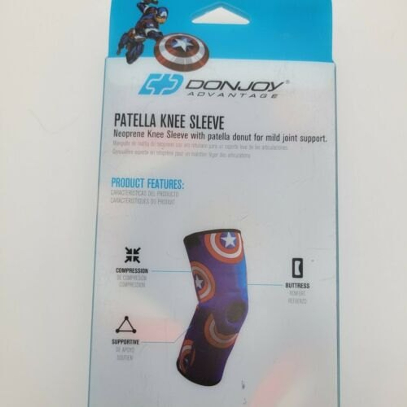 DonJoy Youth Neoprene Knee Sleeve Patella Donut Marvel Avengers CAPTAIN AMERICA