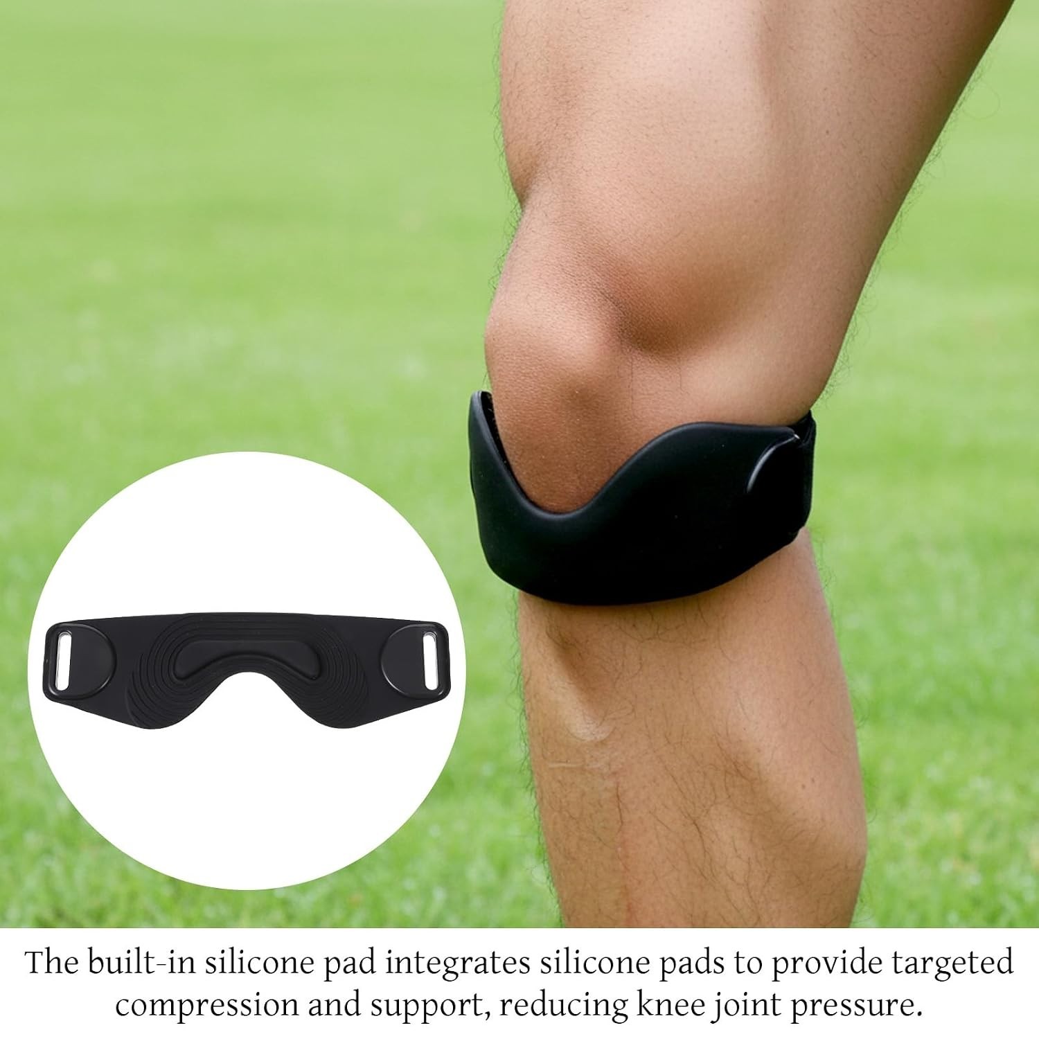 2 Pack Silicone Patella Strap, Adjustable Patellar Tendon Support Strap, Knee
