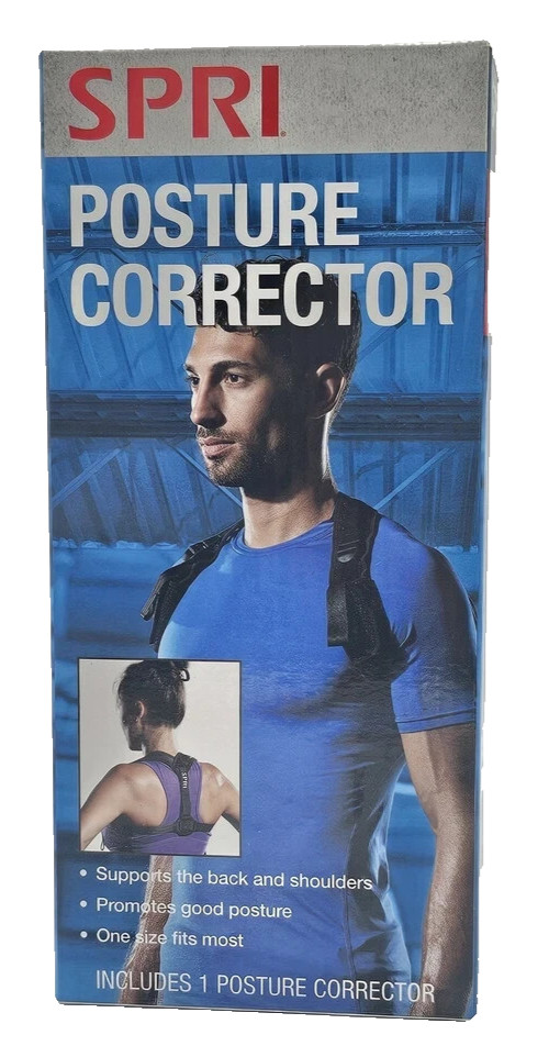 SPRI Back Posture Corrector Brace in Black, One-Size, Fitness/Recovery