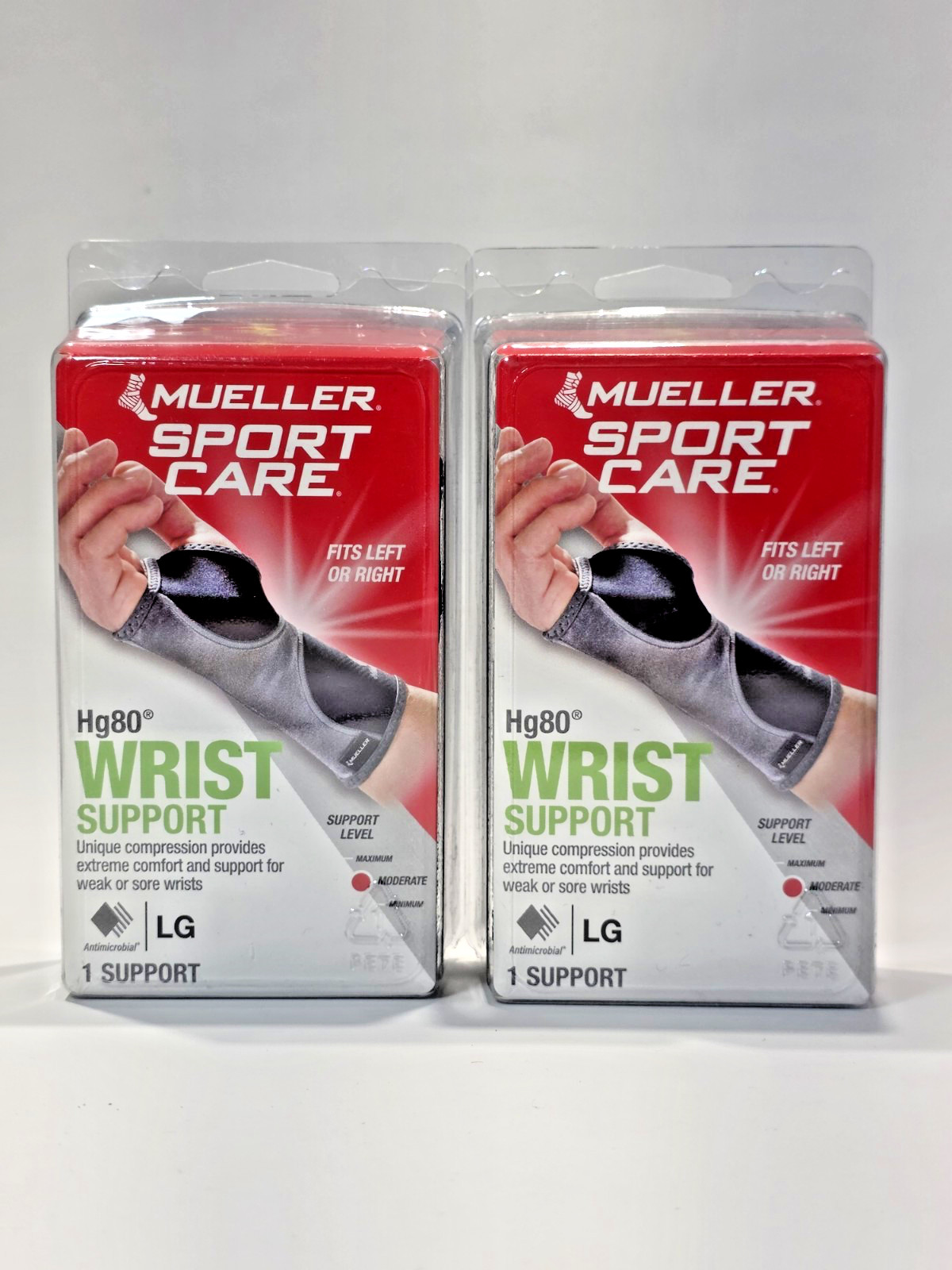Mueller Sports Medicine Hg80 Wrist Support, Black, Large Pack of 2