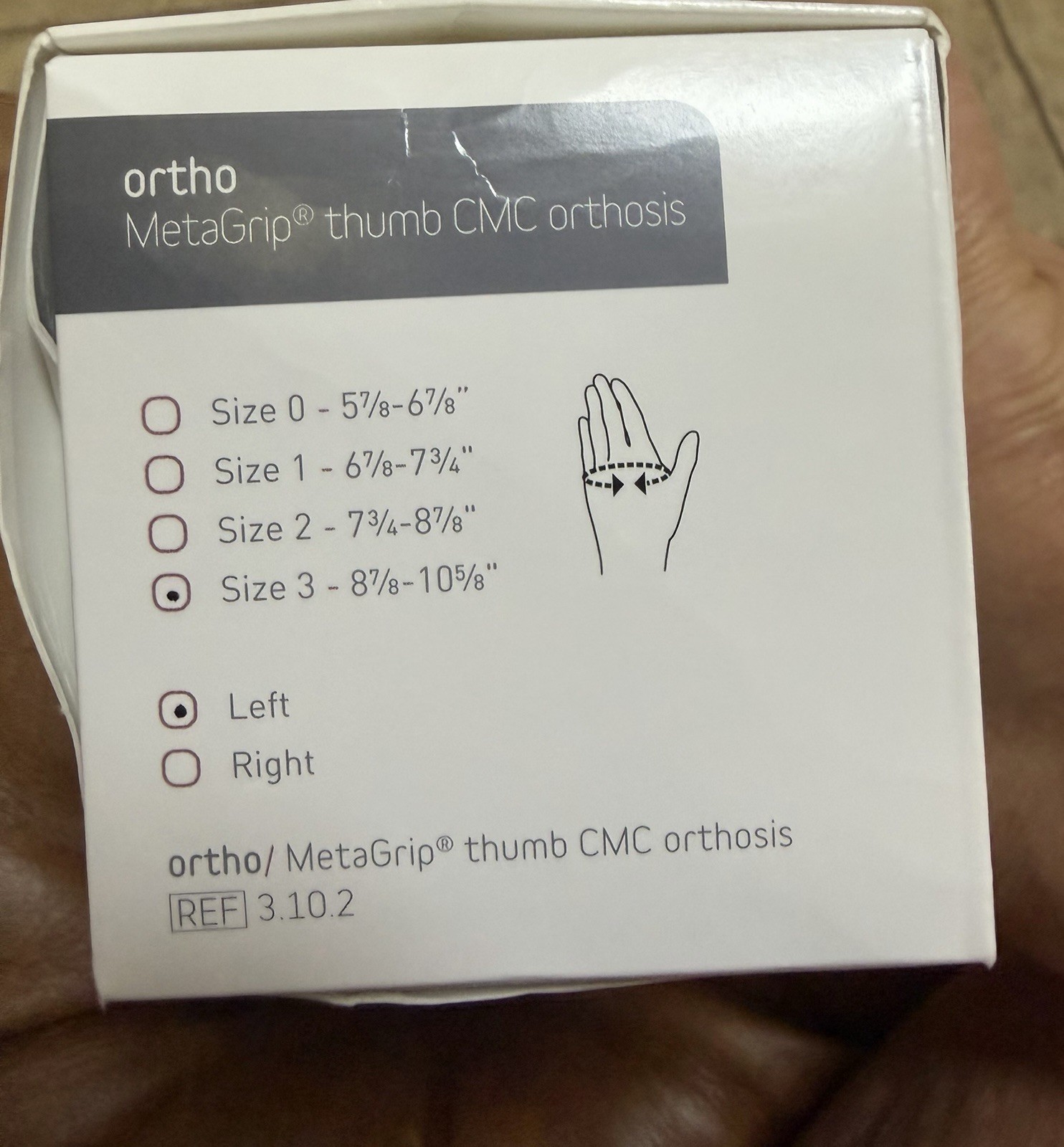 Push MetaGrip Thumb CMC Orthosis Brace LEFT Size 3 Basal Joint Arthritis 3.10.2