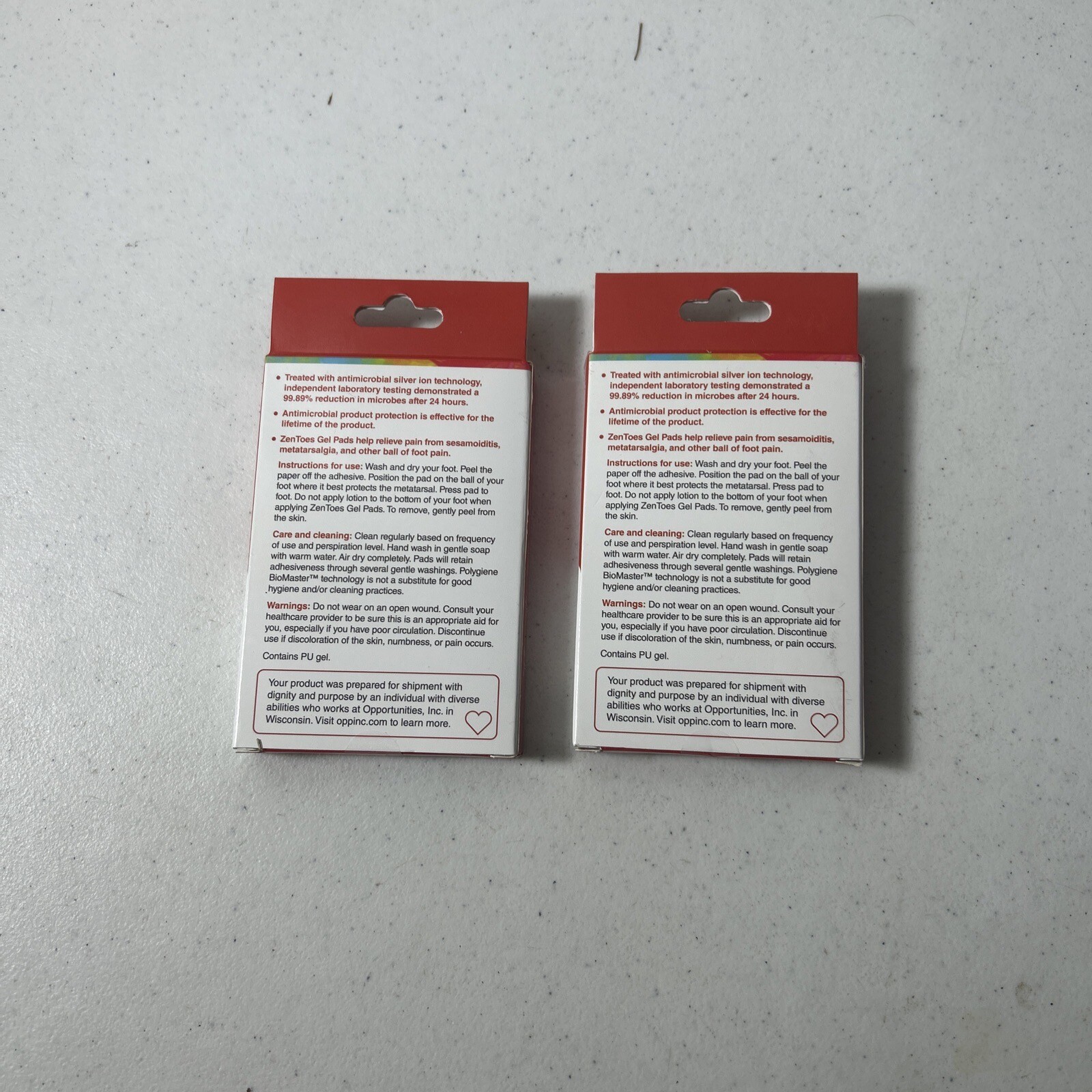 ZenToes Gel Pads For Ball Of Foot Pain Protectors One Antimicrobial Lot Of 2 New