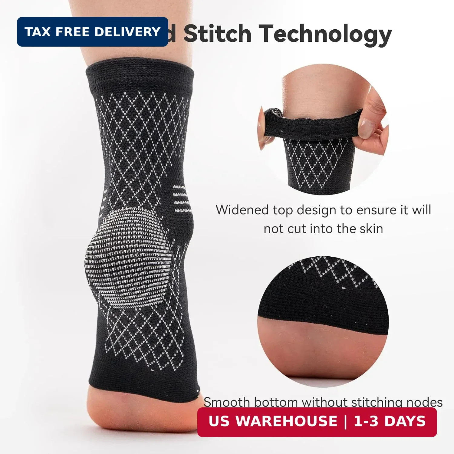 INDEEMAX 2 Pack Ankle Brace & Ankle Compression Sleeve for Women Men | Arch Supp