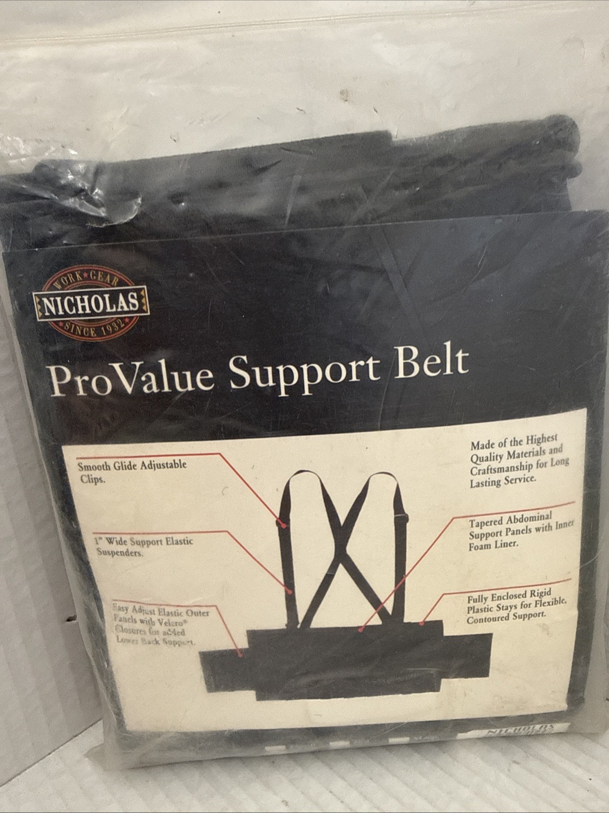 New PRO VALUE SUPPORT BELT, NICHOLAS, SIZE: MEDIUM