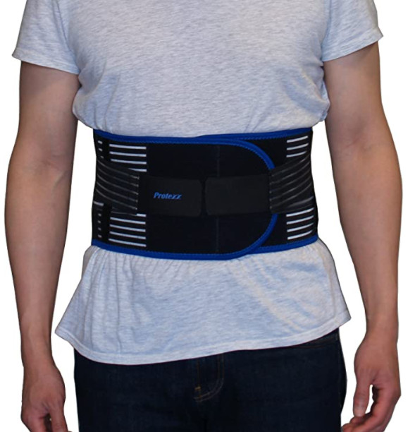 Protexx Waist Brace Support Belt with Aluminum Alloy Stays (Medium)