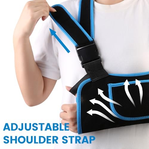 Kids Arm Sling Shoulder Immobilizer Brace – Size S – Black/Blue Polyester