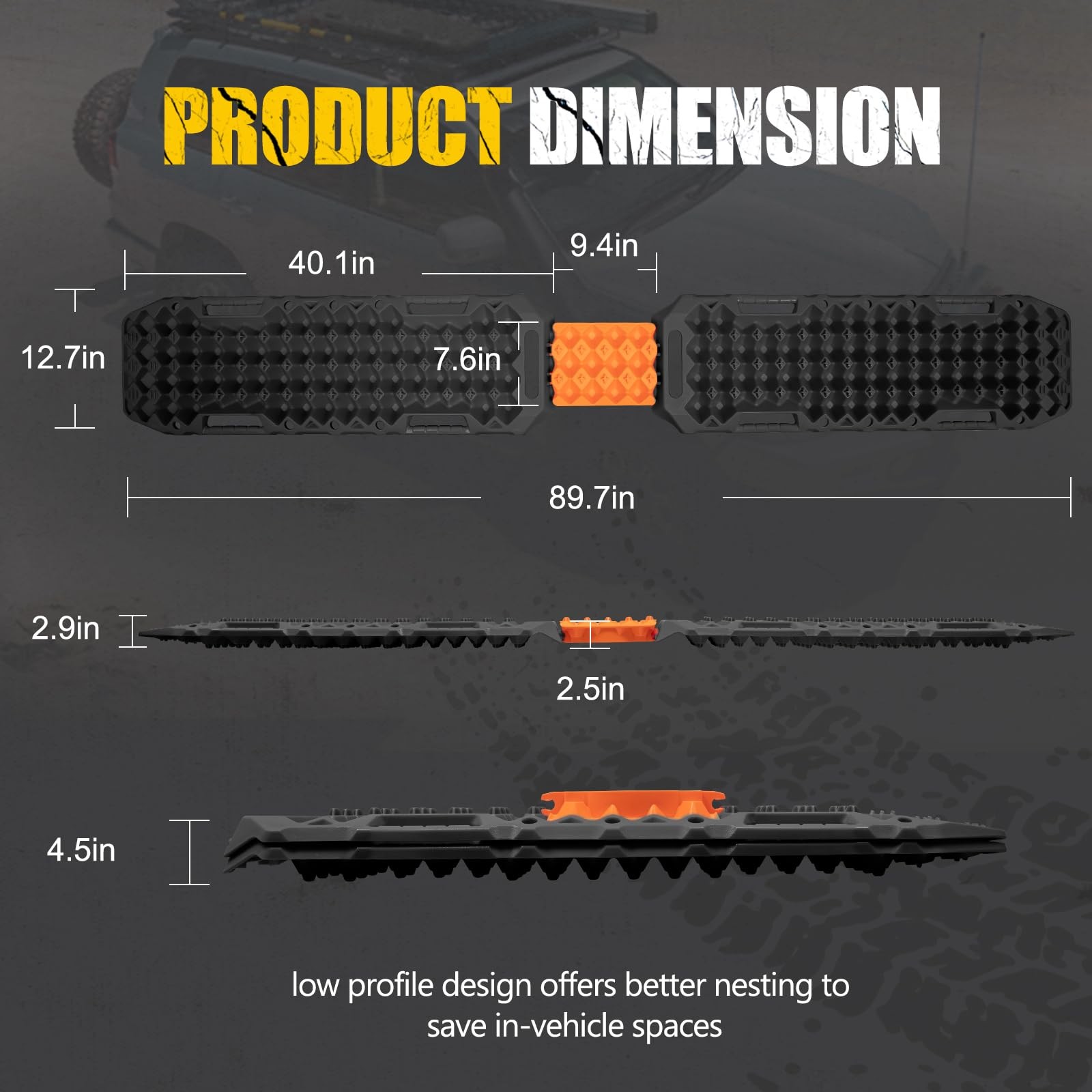 BUNKER INDUST Off-Road Traction Boards with Jack Lift Base,2 Pcs Multifunctio…