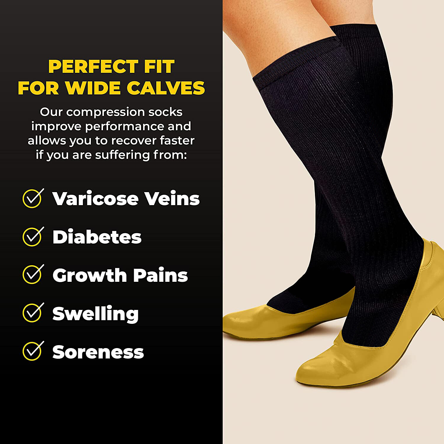 2-PAIR Anti-Fatigue Compression Socks Varicose Vein Stocking for Men & Women US