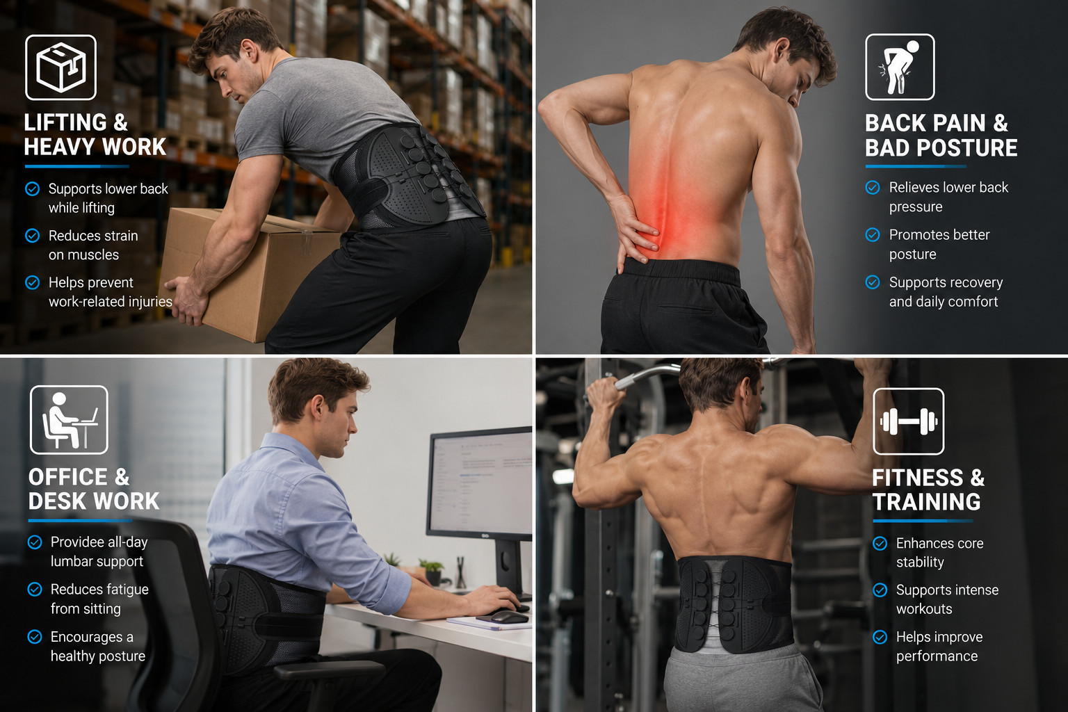 Adjustable Lower Back Compression Rope Support Waist for Back Pain Relief S-2XL