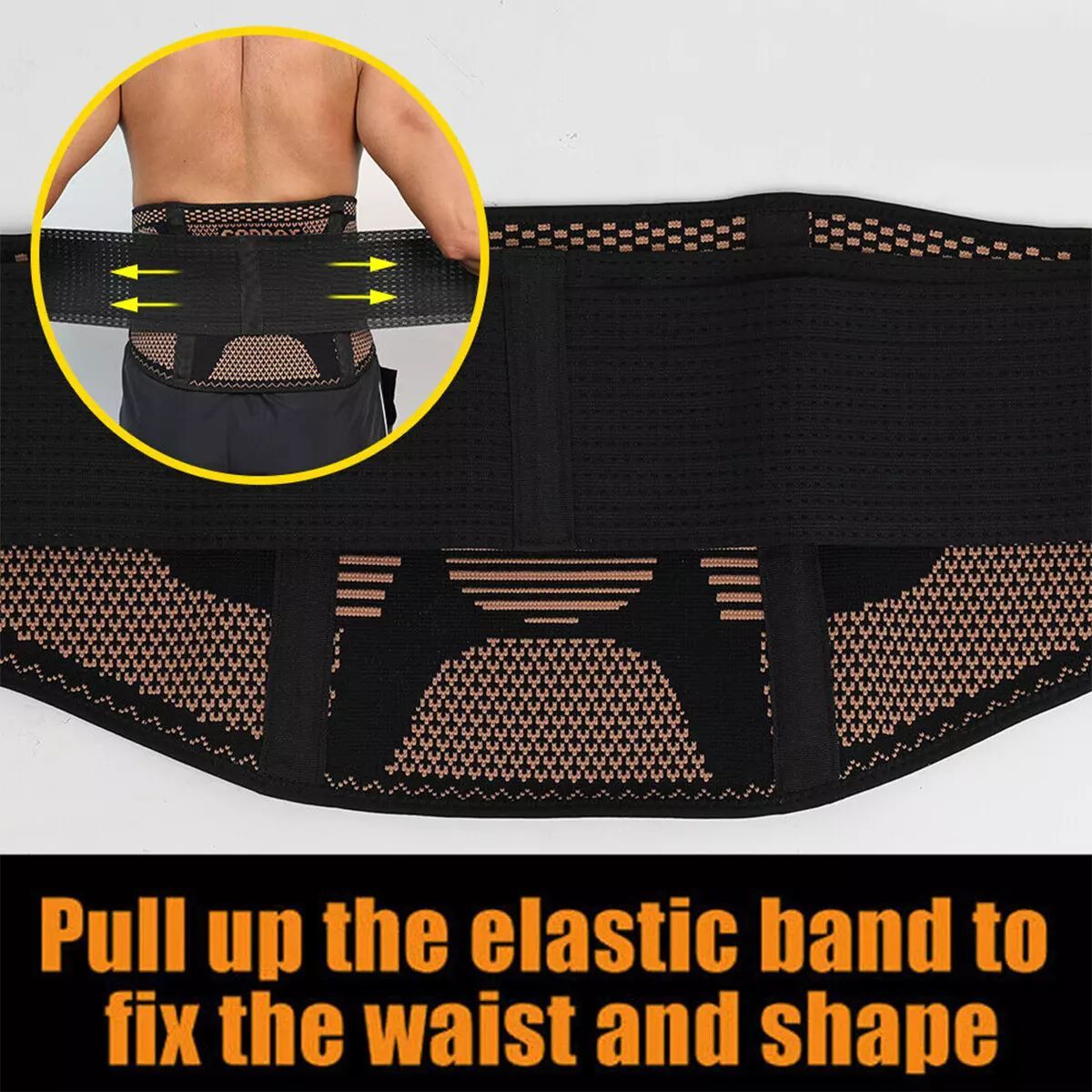 Fitness Copper Lumbar Waist Support Brace Belt Lower Back Pain Relief Gym Indoor