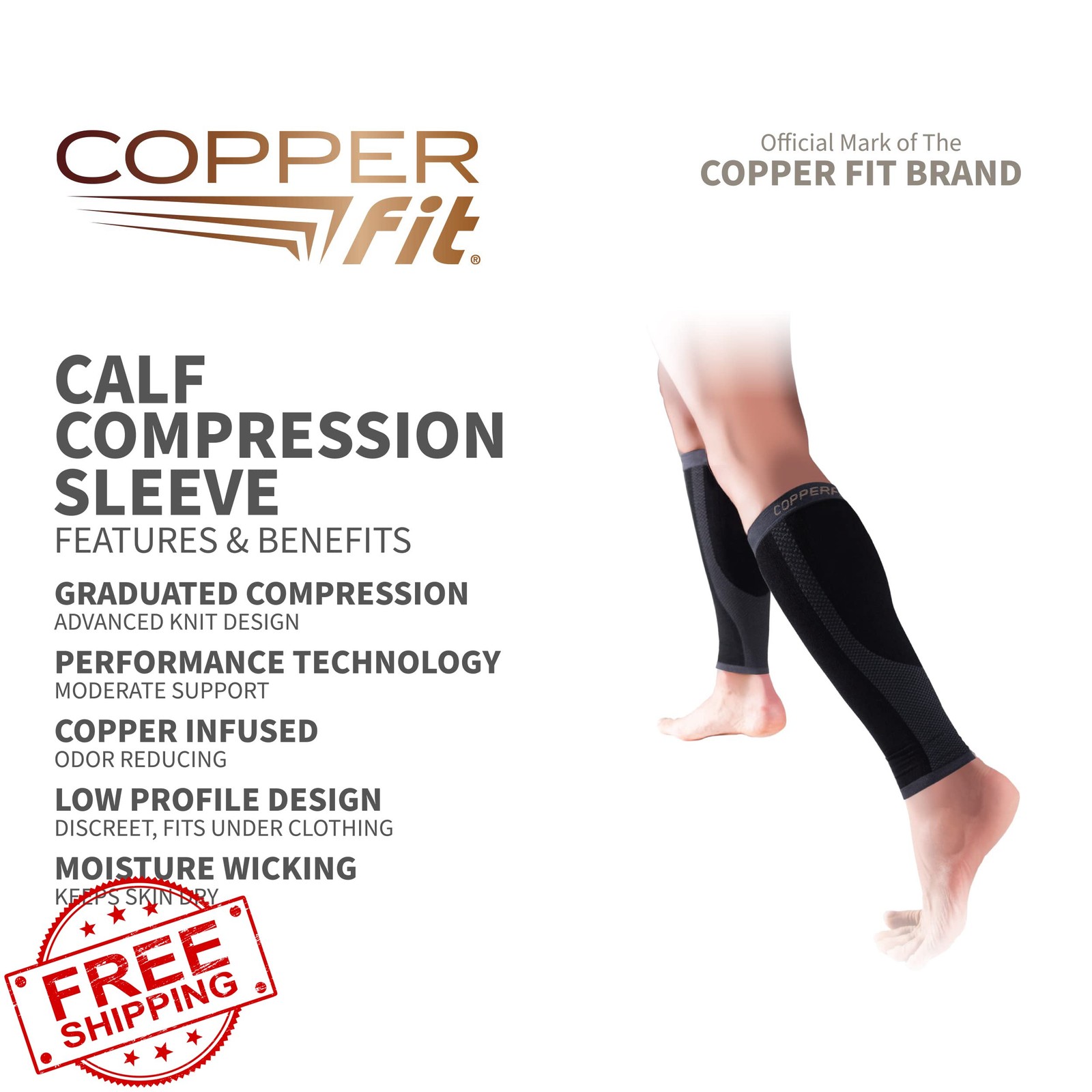 Copper Fit Calf Compression Sleeves Size Small-Medium