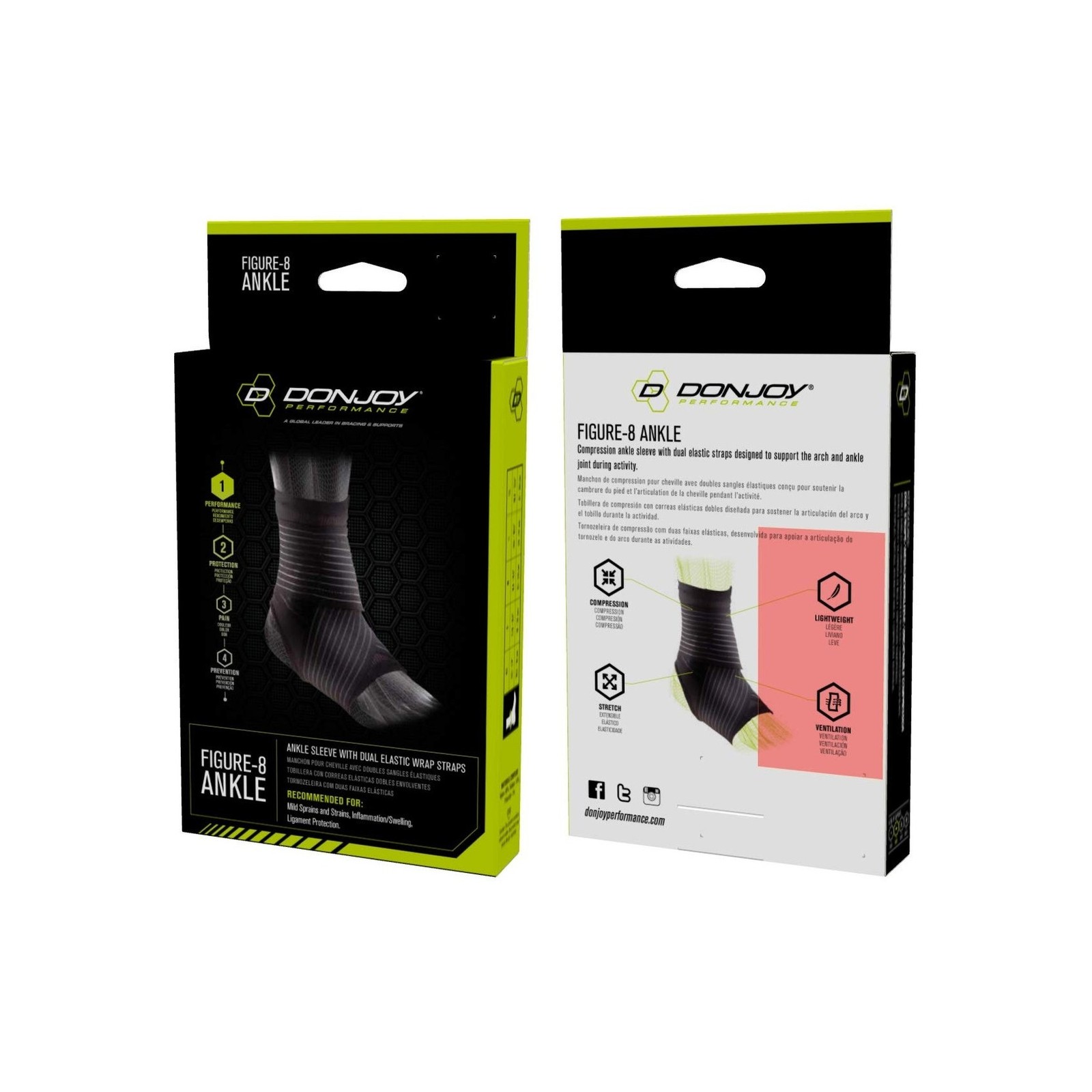 DonJoy Performance Figure 8 Ankle Sleeve with Straps for Moderate Support – A…