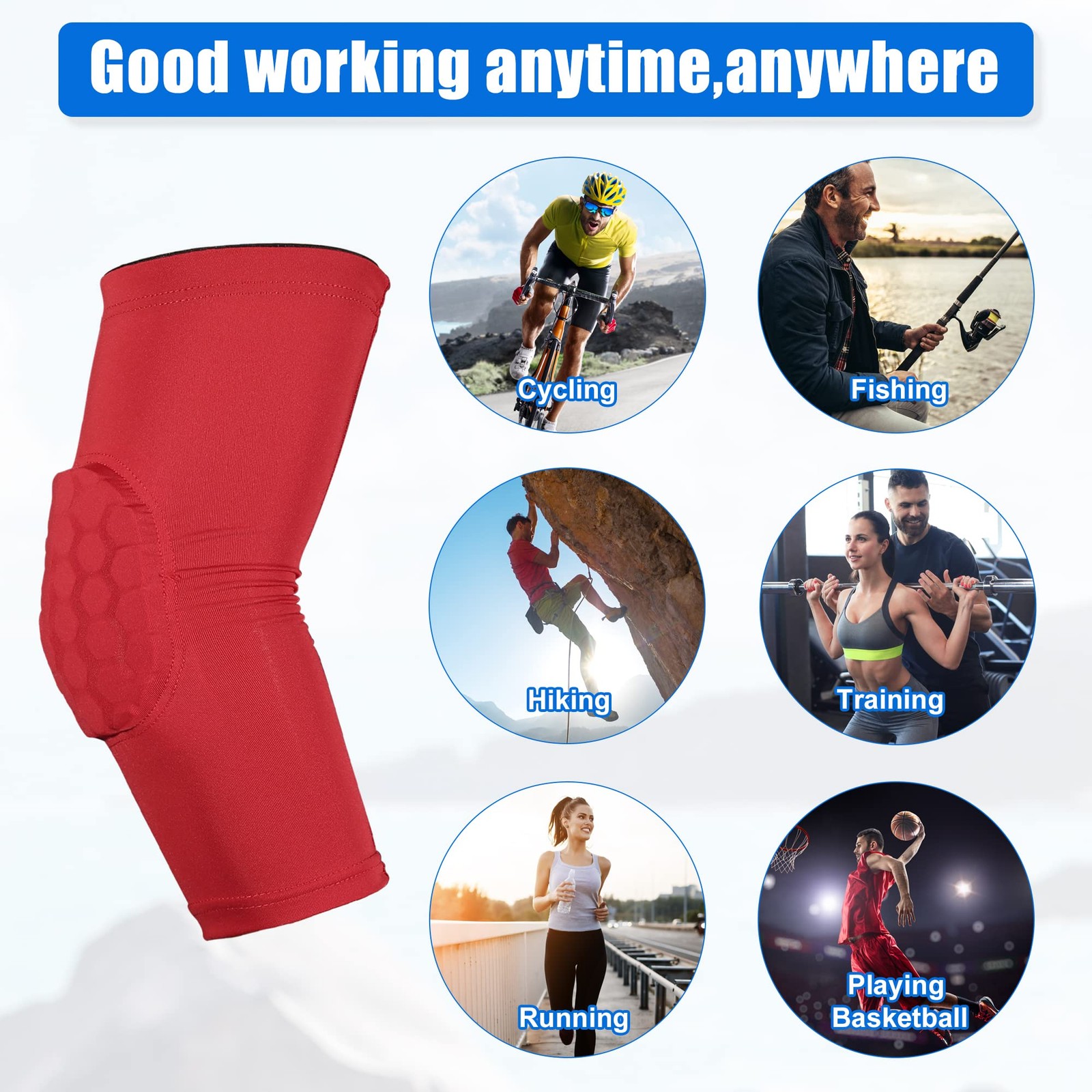 2 Pcs Elbow Brace Compression Support Sleeve Joint Pad Red Medium Size