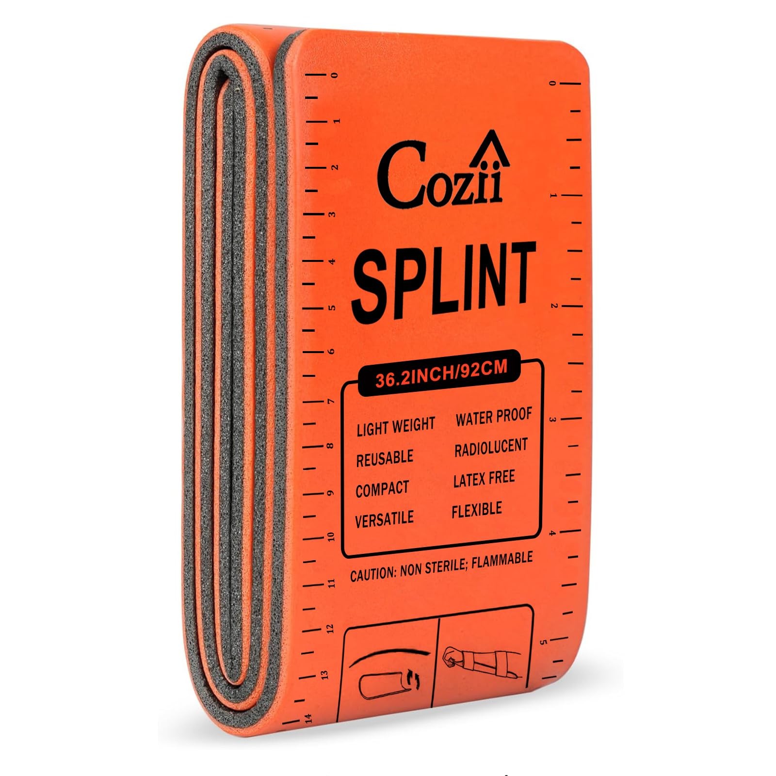 Cozii First Aid Splint, 36″ X 4.3″ Universal Aluminum Splints 1Pcs, Orange