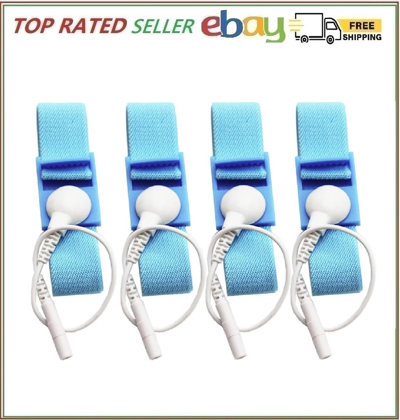 Adjustable Estim Wrist Strap Components 4pcs Blue Stim Loops 4pcs White Wires