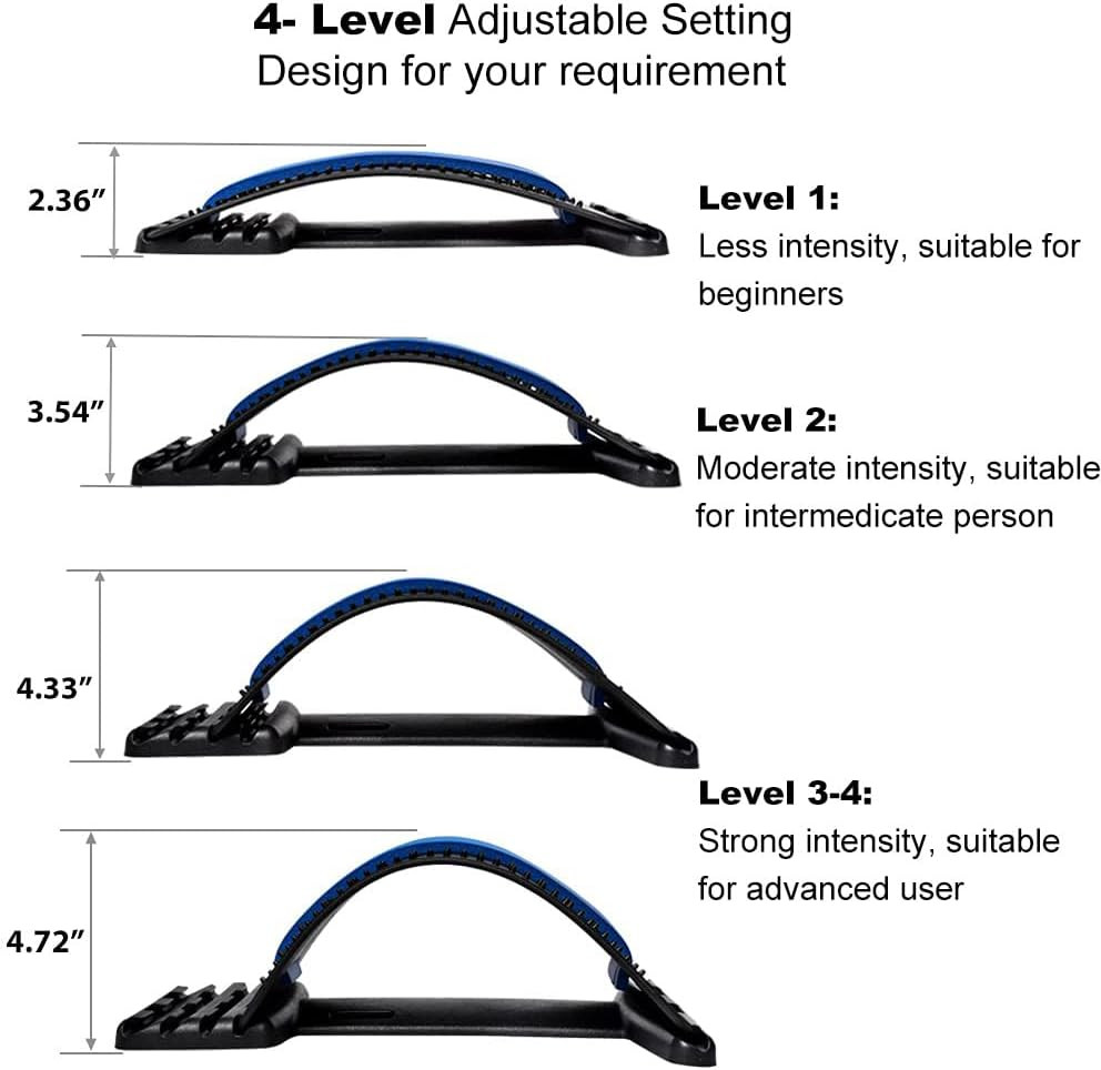 Back Stretcher for Lower Back Pain Relief, 4 Level Adjustable Lumbar Cracker Boa