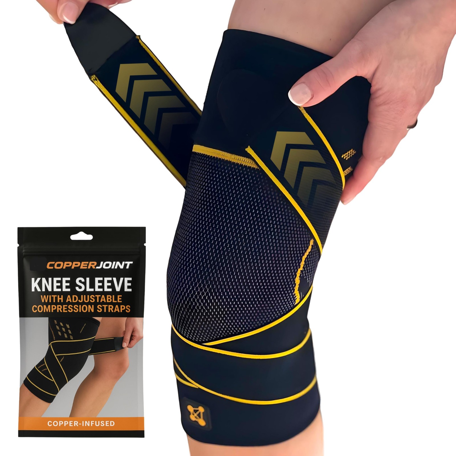 Copperjoint Knee Sleeve Straps For Women Men Adjustable Targeted Knee Support
