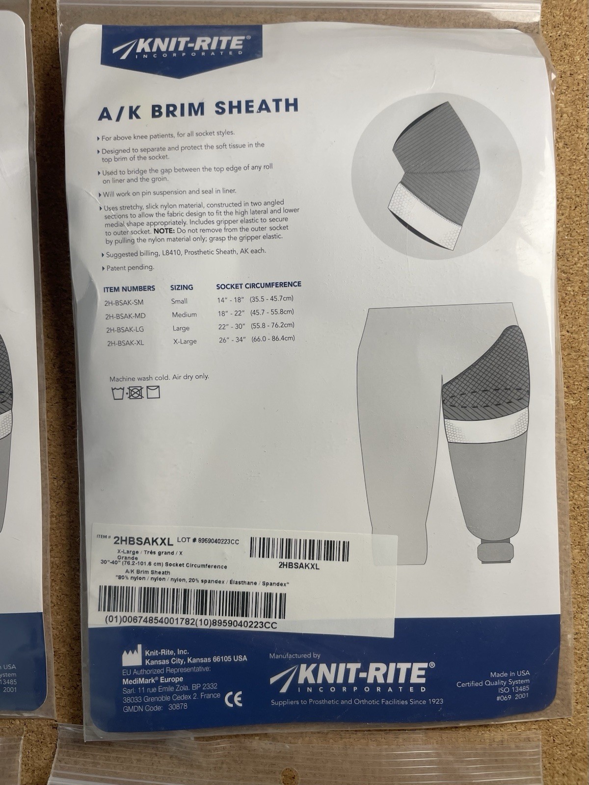 Knit-rite 2HBSAKXL A/K BRIM SHEATH, Set Of 6. Nylon Prosthetic Sheath