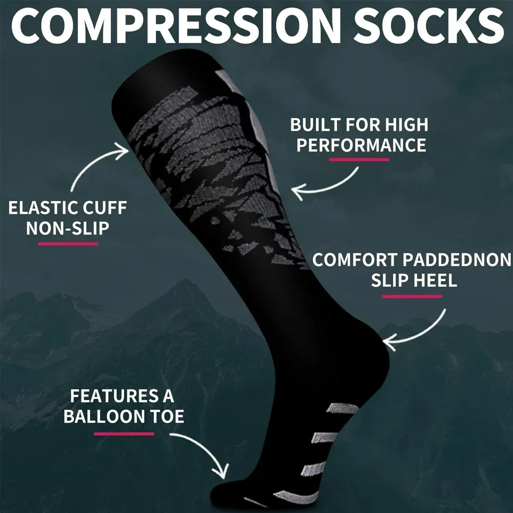 1Pair Compression Socks for Men Women 15-20 mmHg Support for Running Nurses Flig