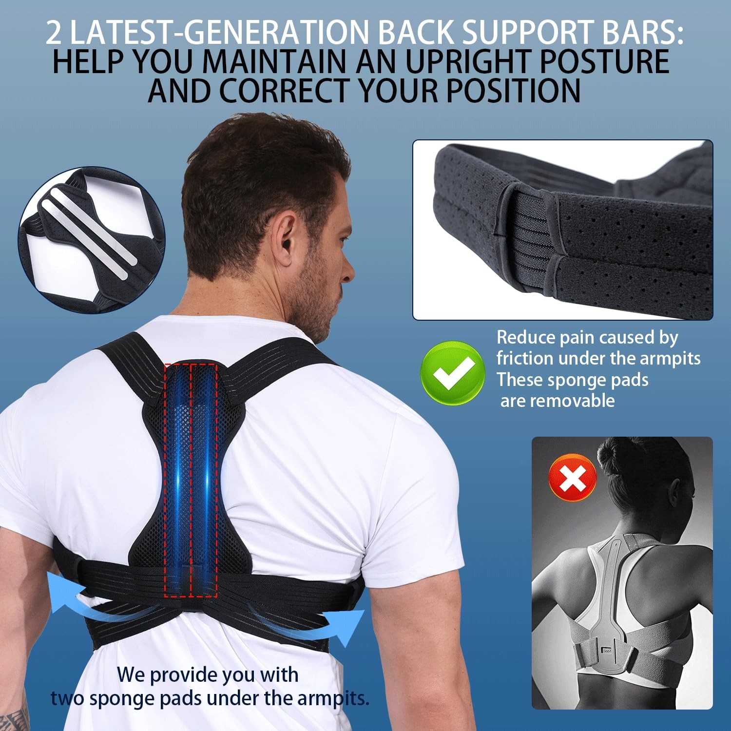 Adjustable Posture Corrector Back Brace Support For Spine Pain Relief Medium…
