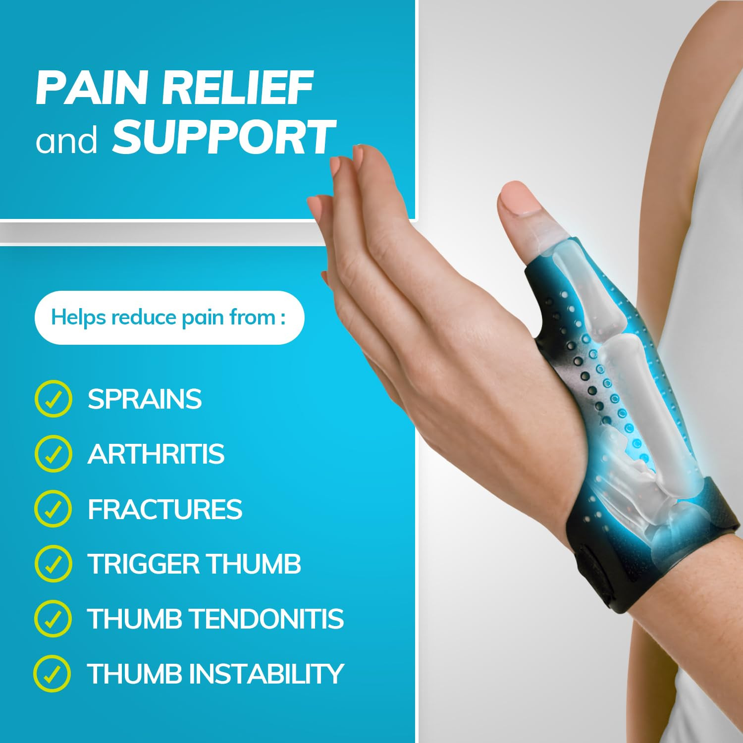 Thumb Brace Bundle – Hard Plastic Thumb Splint + Soft Undersleeve – Thumb Immobi