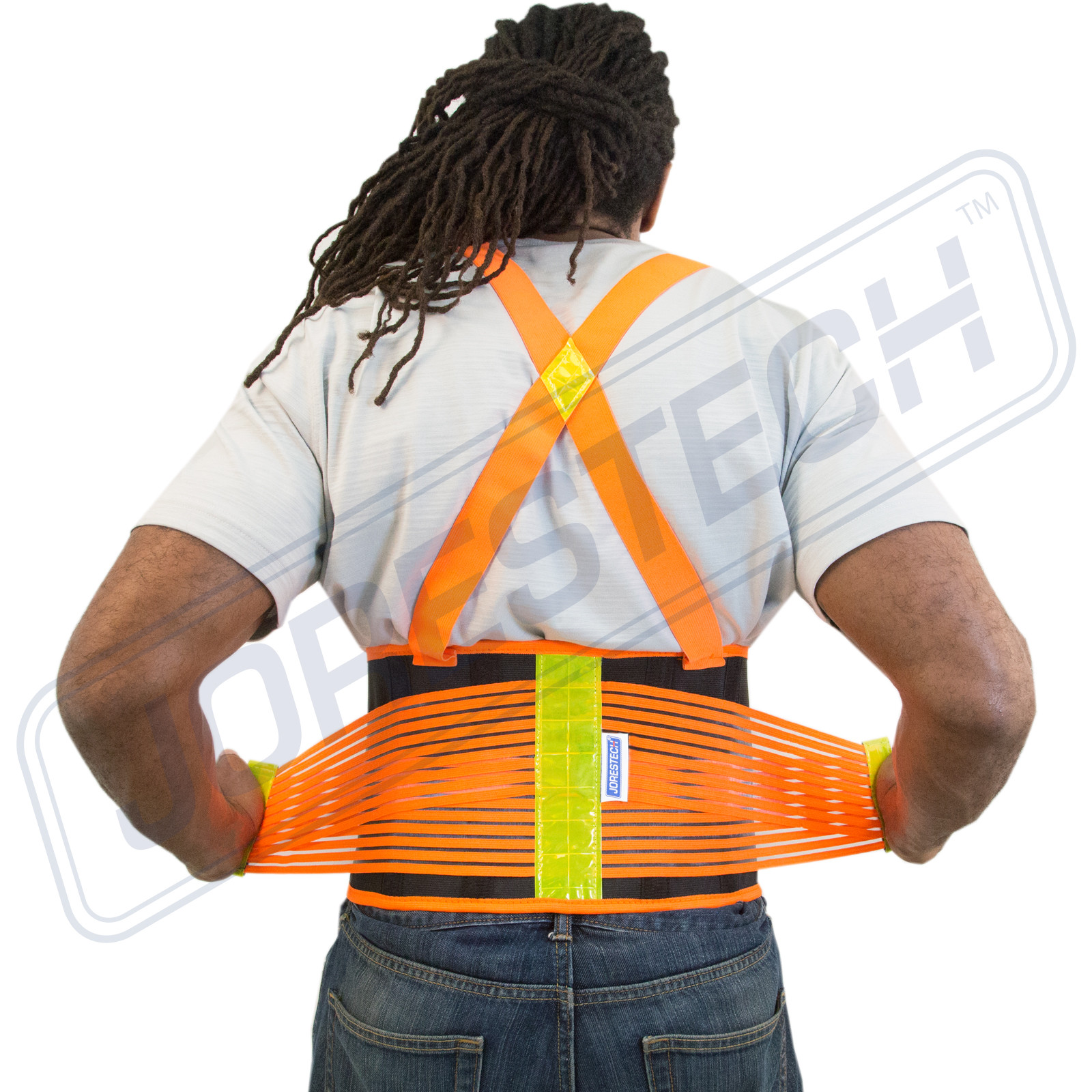 BACK BRACE LUMBAR SUPPORT HI VIS ORANGE INDUSTRIAL LIFT BELT WAREHOUSE
