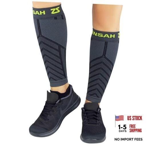 Running Leg Compression Sleeves – Shin Splint, X-Small-Small Pop Steel Grey