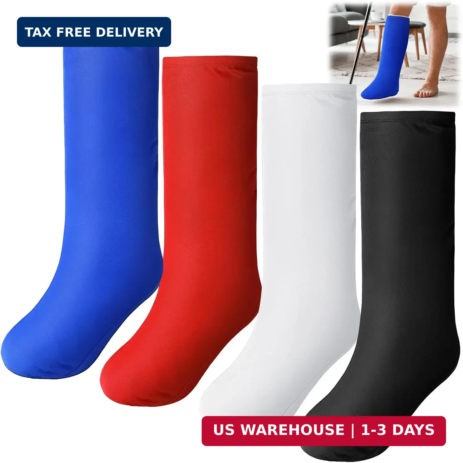 Shyyween 4 Pcs Leg Cast Cover Medium Short Cast Sock Cover Below the Knee Leg Sl