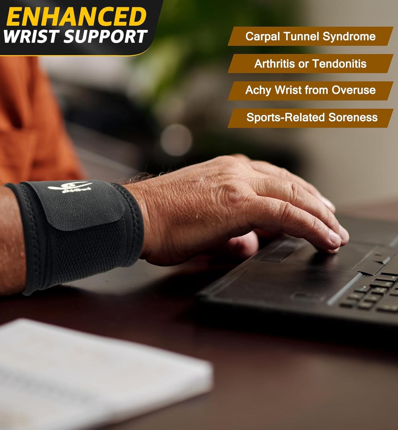 HiRui 2 PACK Wrist Compression Strap and Brace 2 Count (Pack of 1)