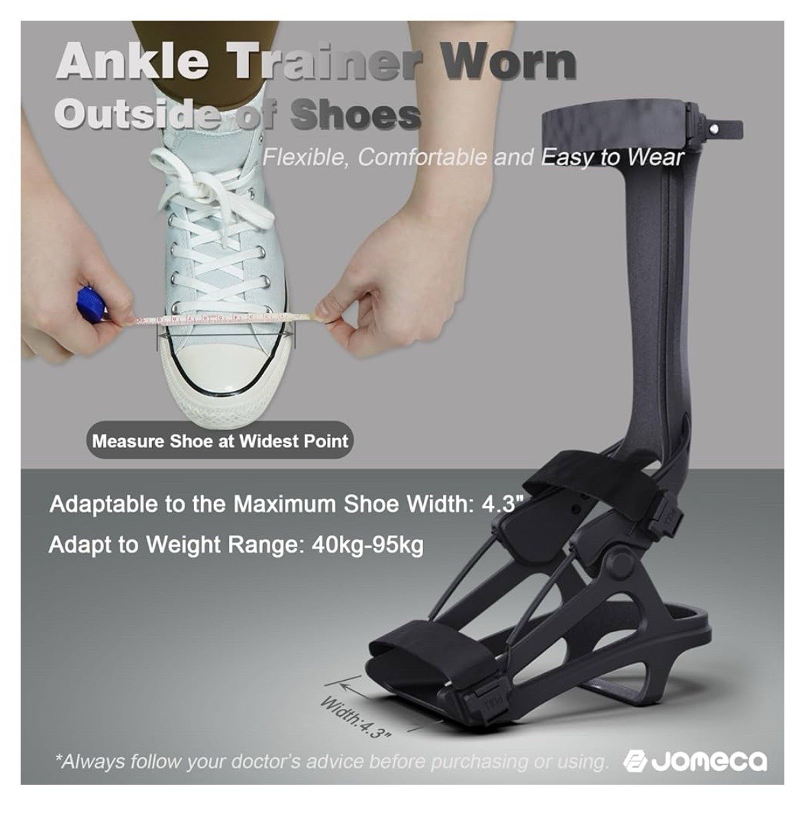 Ankle Joint Trainer Adjustable Dorsiflexion Torque for Foot Drop, Foot Varus Val