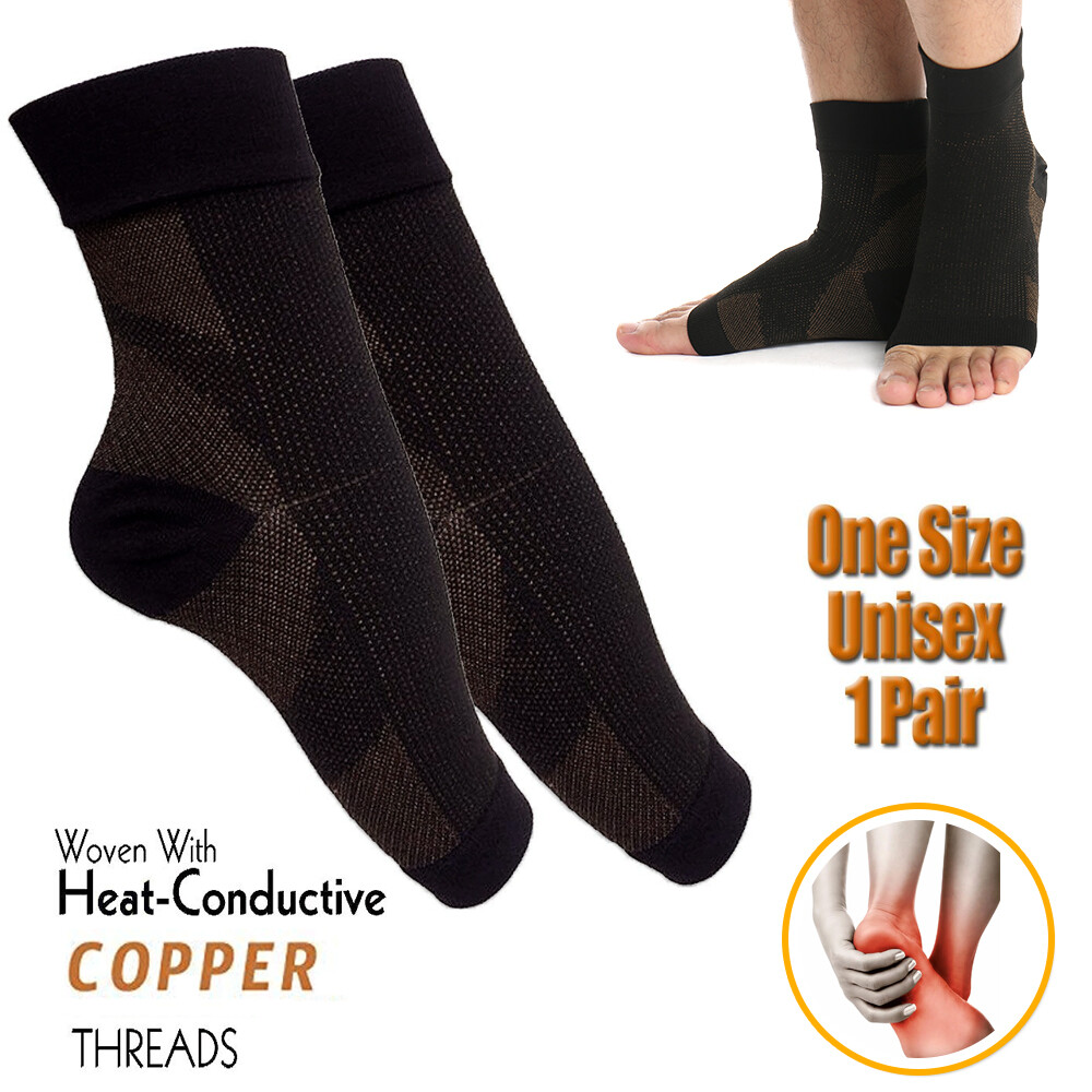 Copper Socks Anti Fatigue Compression Foot Heel Sleeve Support Brace Pain Relief