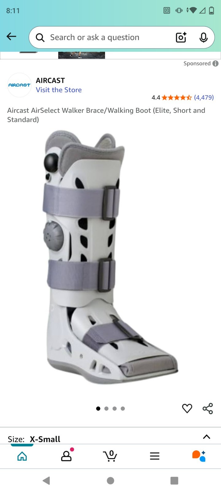 New Aircast AirSelect Elite Walker Foot Brace Walking Boot X-Small 01EP-XS