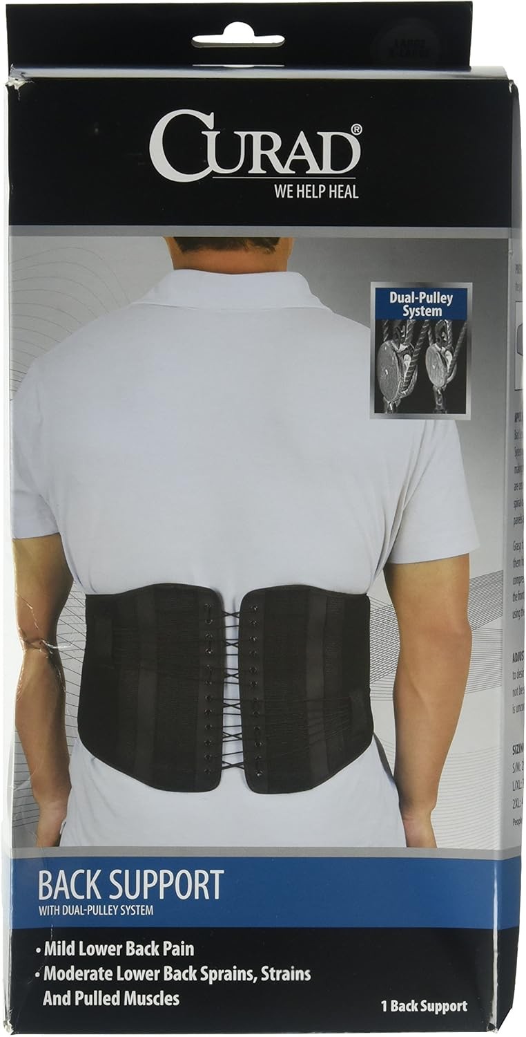 Curad Back Support with Dual – Pulley System Black Small/Medium
