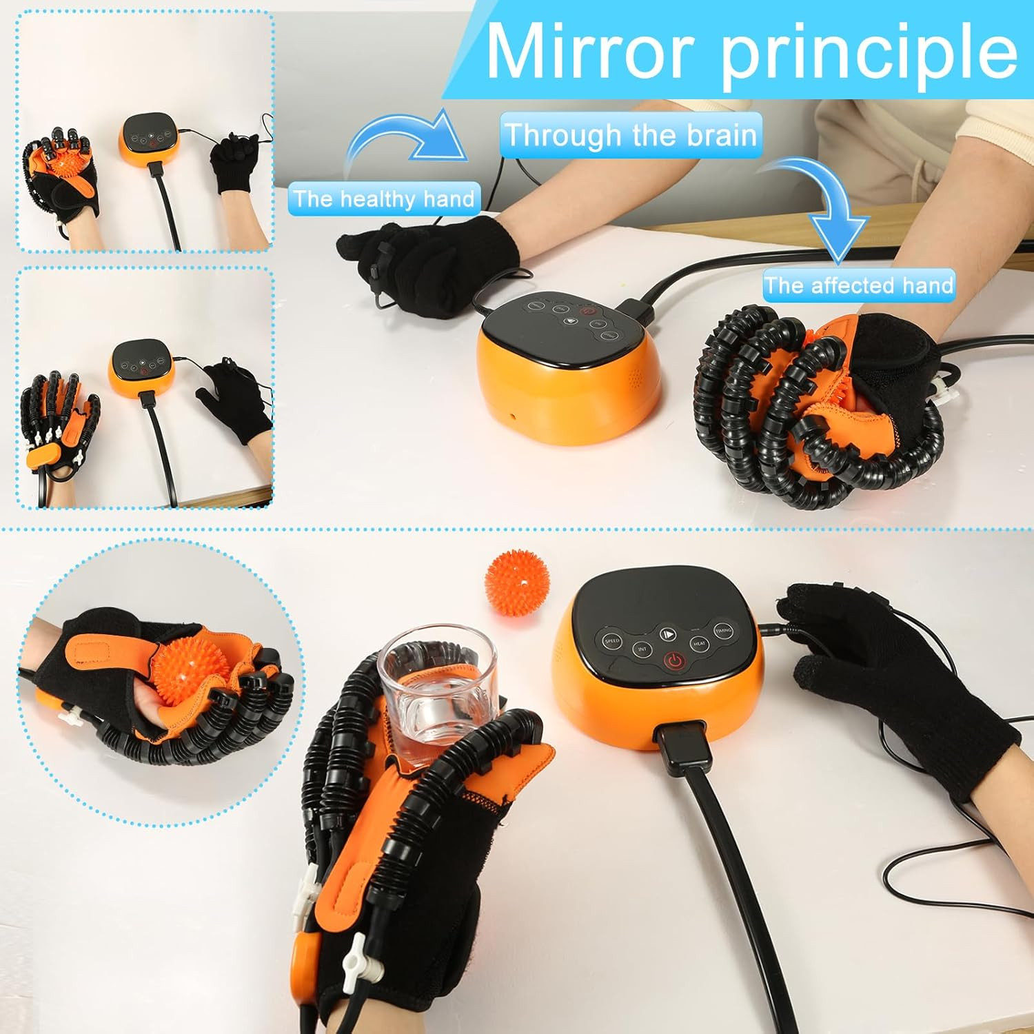 Heating Rehabilitation Robot Gloves For Hand Stroke Hemiplegia Finger Trainer