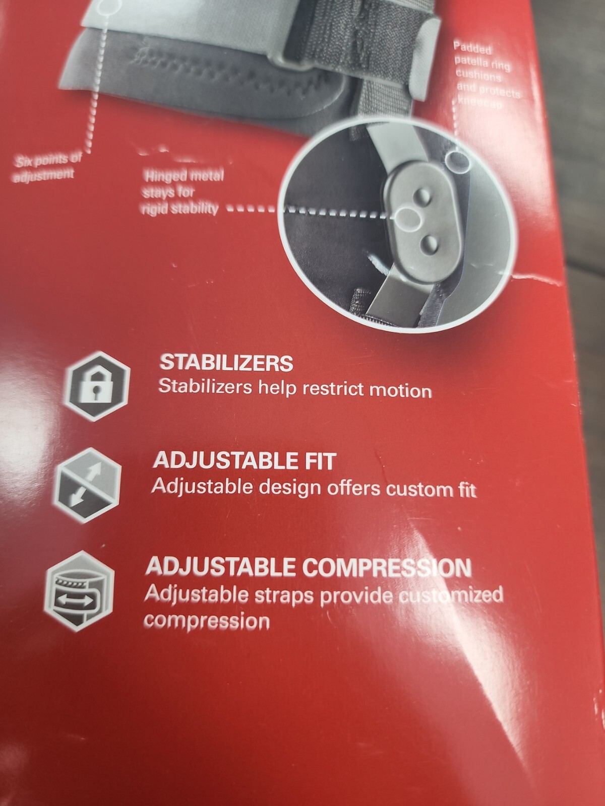 ACE Black Adjustable Hinged Pivoting Lateral Stabilizers Firm Knee Brace NWT
