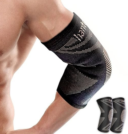 Hanter 2 Pack Copper Elbow Sleeve Compression Support Brace Arthritis Athletic