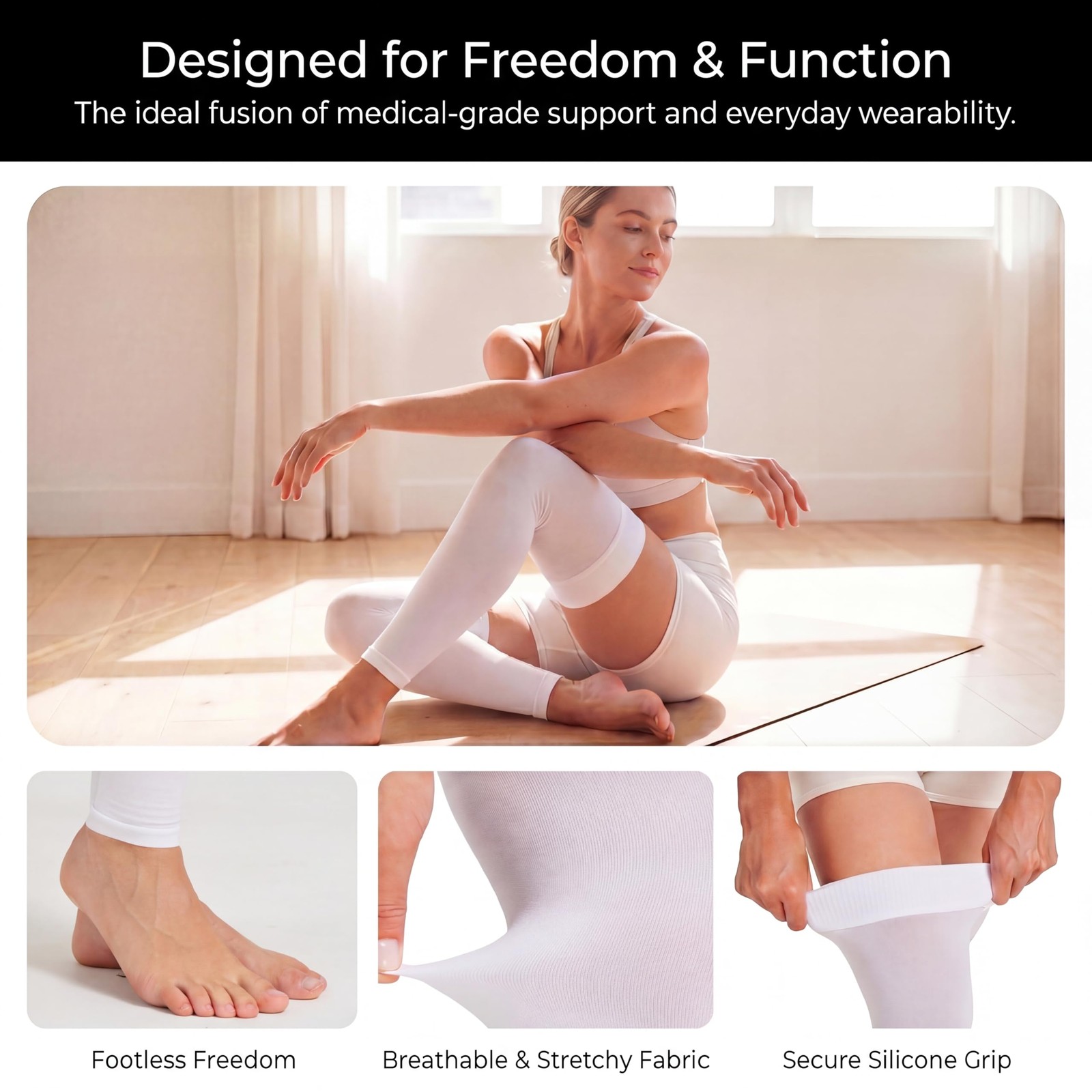 Plus Size 3XL Extra Wide Ankle and Silicone Band, 15-20 mmHg Medical Compress…