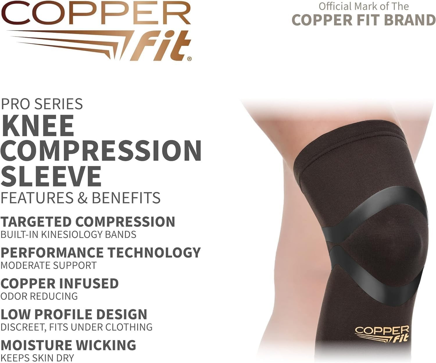 Pro Series Copper-Infused Knee Compression Sleeve – Lightweight Support for A…