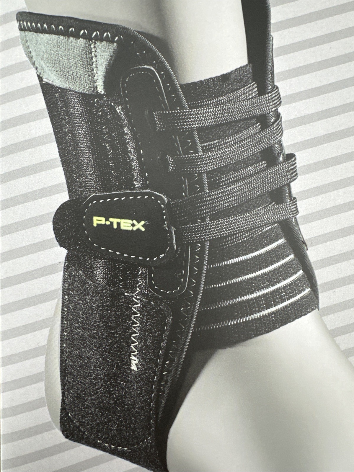 P-TEX Thermal Compression Ankle Brace with Stabilizers, MED Black NIB
