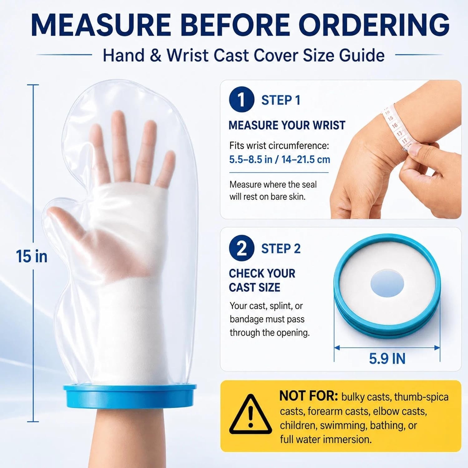 NEW Waterproof Hand Cast Cover Hand Cover for Shower After Surgery Hand