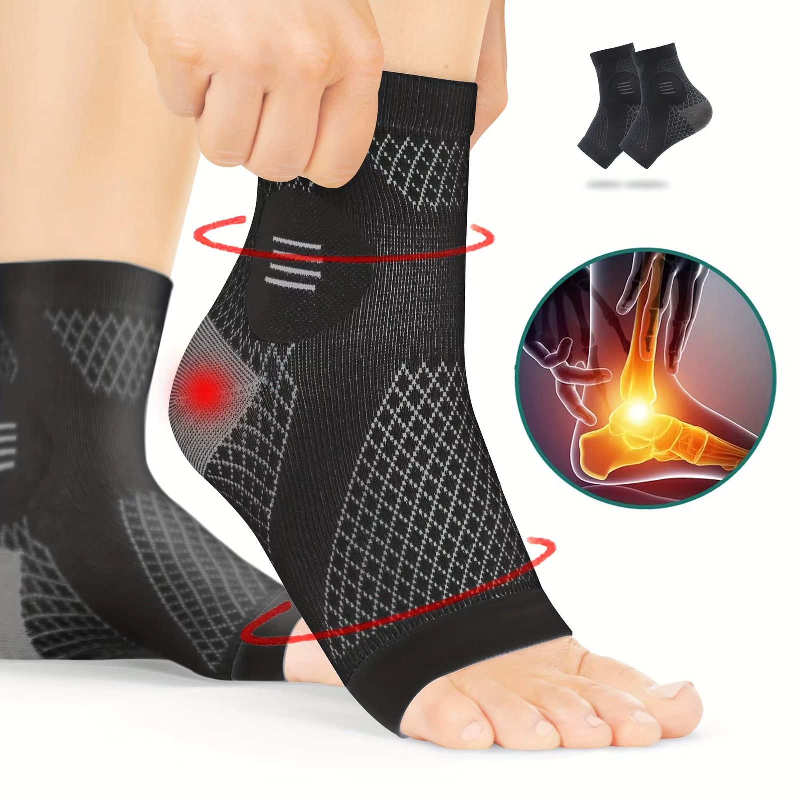 Ankle Compression Socks Foot Sleeves Arch Support Plantar Fasciitis Men Women US