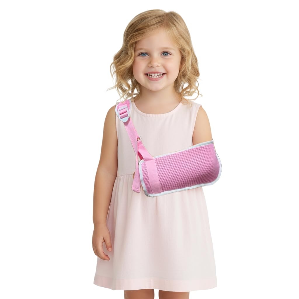 Adjustable Kids Arm Sling Shoulder Injuries Rehabilitation Support Pink Small