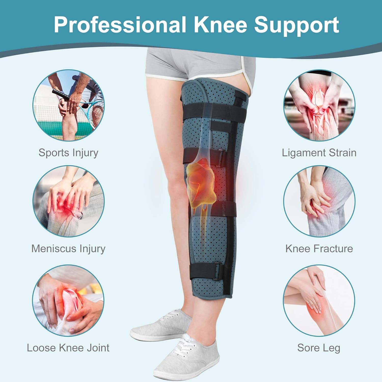 NIdreamCE Knee Immobilizer Leg Brace Stabilizer Post Surgery Recovery Fracture