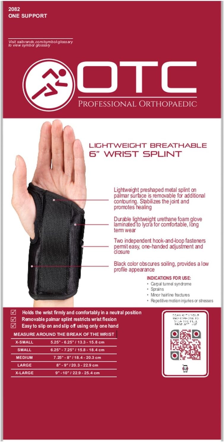 OTC Lightweight Breathable, 6″ Wrist Splint, Left Small