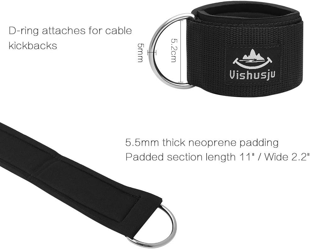Ankle Straps Wrist Cuffs 5.5mm Neoprene Padded Large D-Ring for Cable Machines